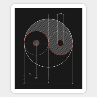 Yin Yang technical drawing Magnet